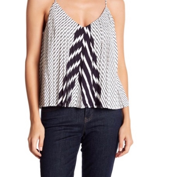 Kendall & Kylie Tops - Kendall and Kylie striped pleated crisscross top